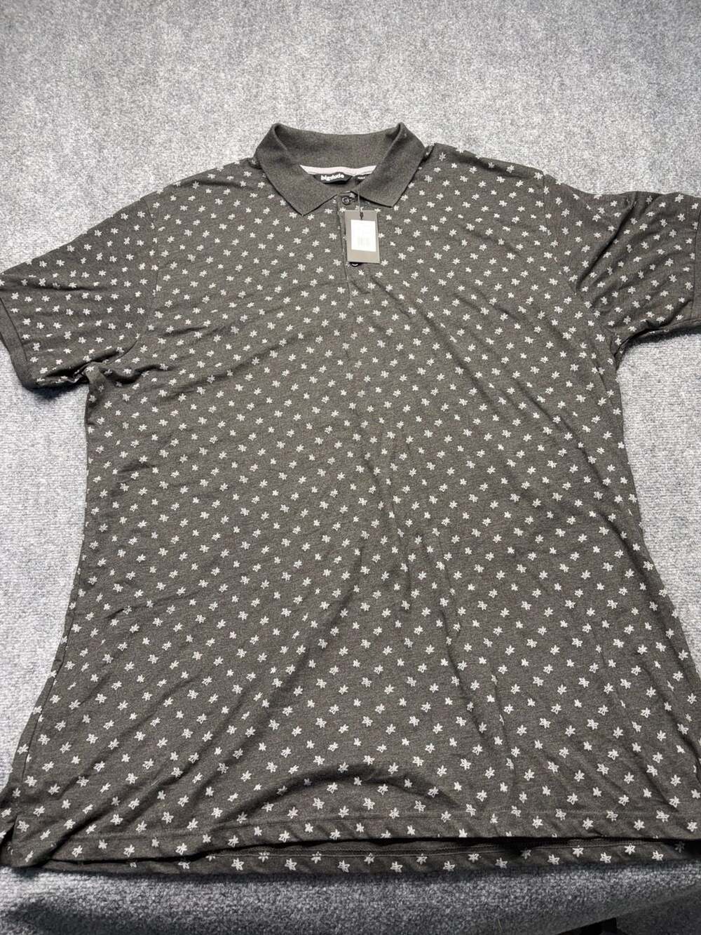 NWT Big Dude Black W/stars Polo Short Sleeve Shirt, Men's Size 4XL,Preppy,Casual